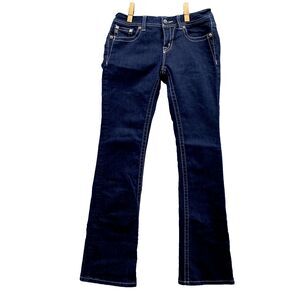Miss Me‎ Jeans Adult 27 Easy Boot Dark Wash Sequin Flap Pocket Denim Y2k Women's